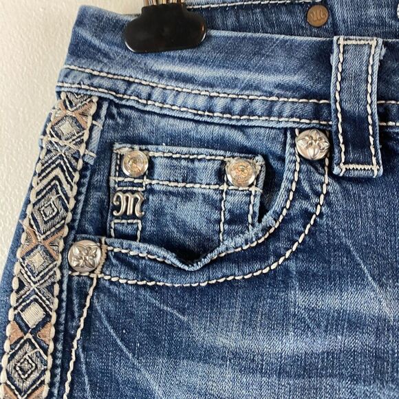 Miss Me Rhinestone Bling Mid Rise Easy Shorts Denim y2k Womens 27 Cowgirl Rodeo - Picture 3 of 9